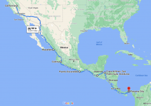 Map Of Drive From California to Costa Rica